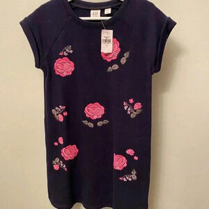 NWT gap kids blue rose dress sweatshirt s small 6-7 new short sleeve floral